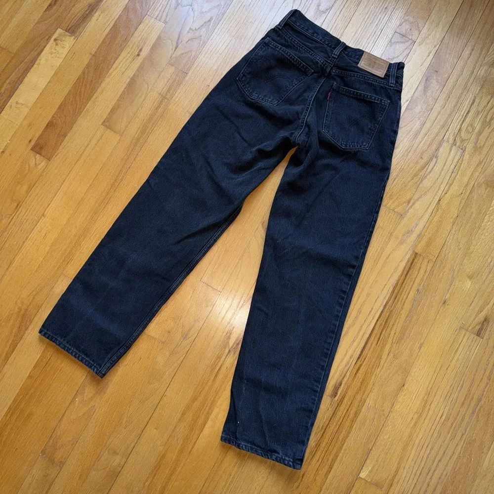 Levis Premium Dad Jeans 24 Black‎ High Rise Relaxed Straight Leg Womens Denim
